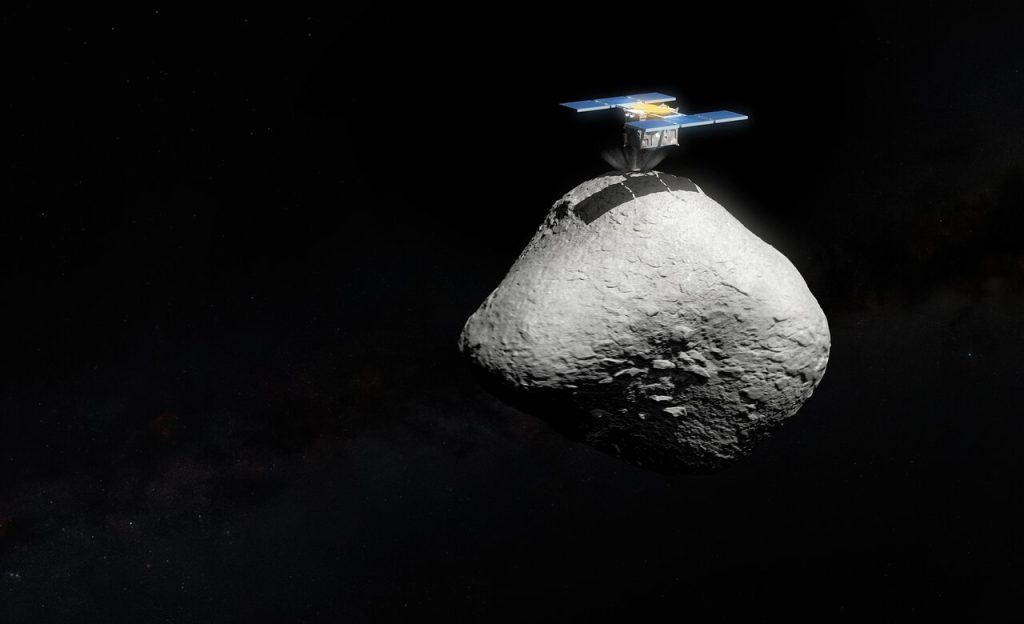 Artist’s impression of Hayabusa2 touching down on asteroid 199