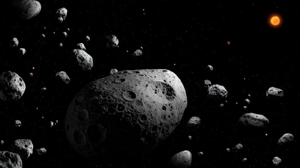 Ilustración artística del asteroide 2025 MN45